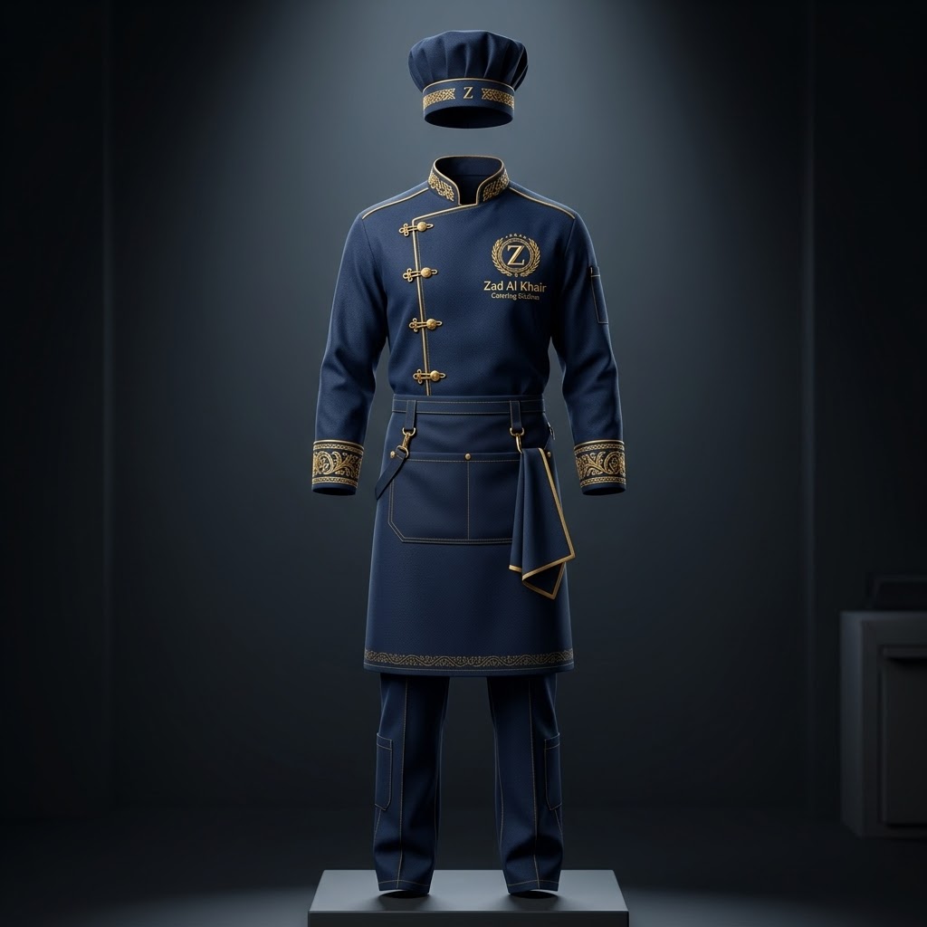 Executive chef uniform with toque and apron — ZAD Al Khair catering illustration