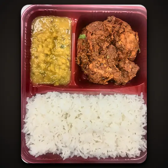 Rice, dal and masala curry tray